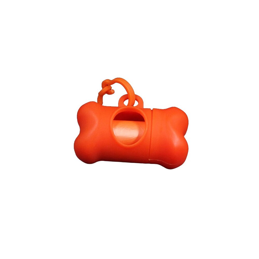 Orange Bone Shaped Poop Bag Dispenser with Poop Bags